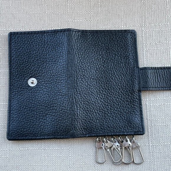 key chains Pouch Black Genuine Leather Keys Holder Handmade Wallet - Picture 3 of 8